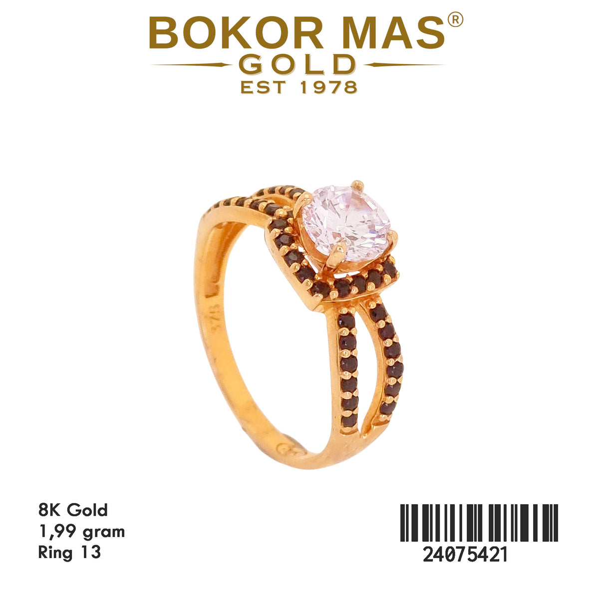 Cincin Emas Variasi Batu Hitam Putih - 24075421 - 8K