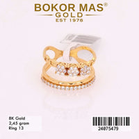 Cincin Emas Variasi Bunga Permata Kecil - 24075479 - 8K