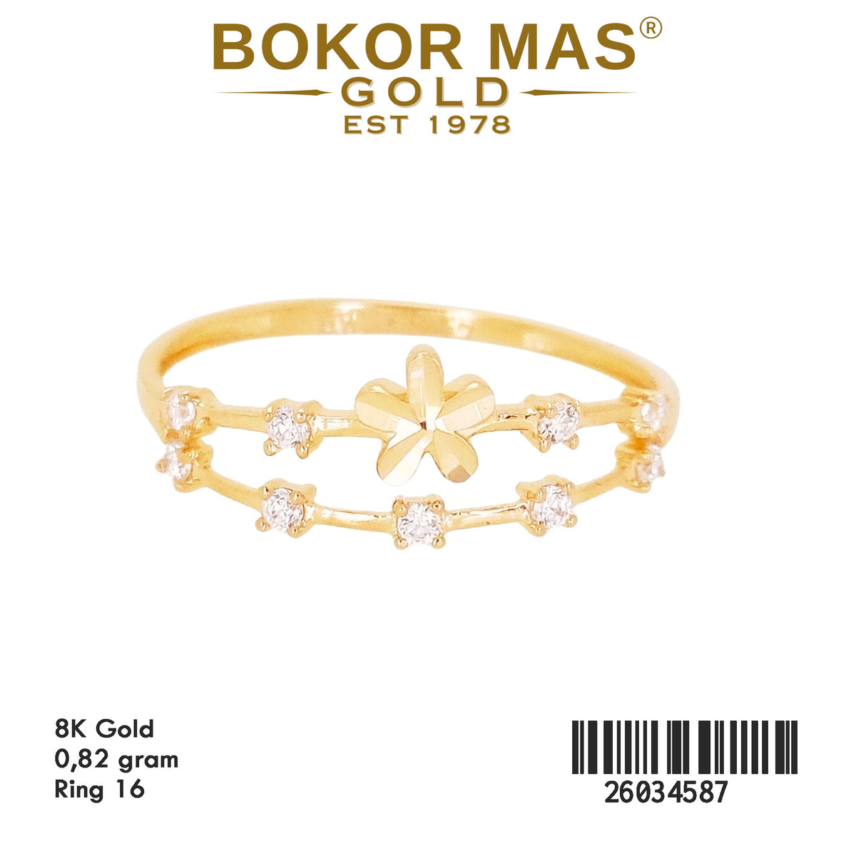 Cincin Variasi Permata Layer Bunga - 26034587 - 8K