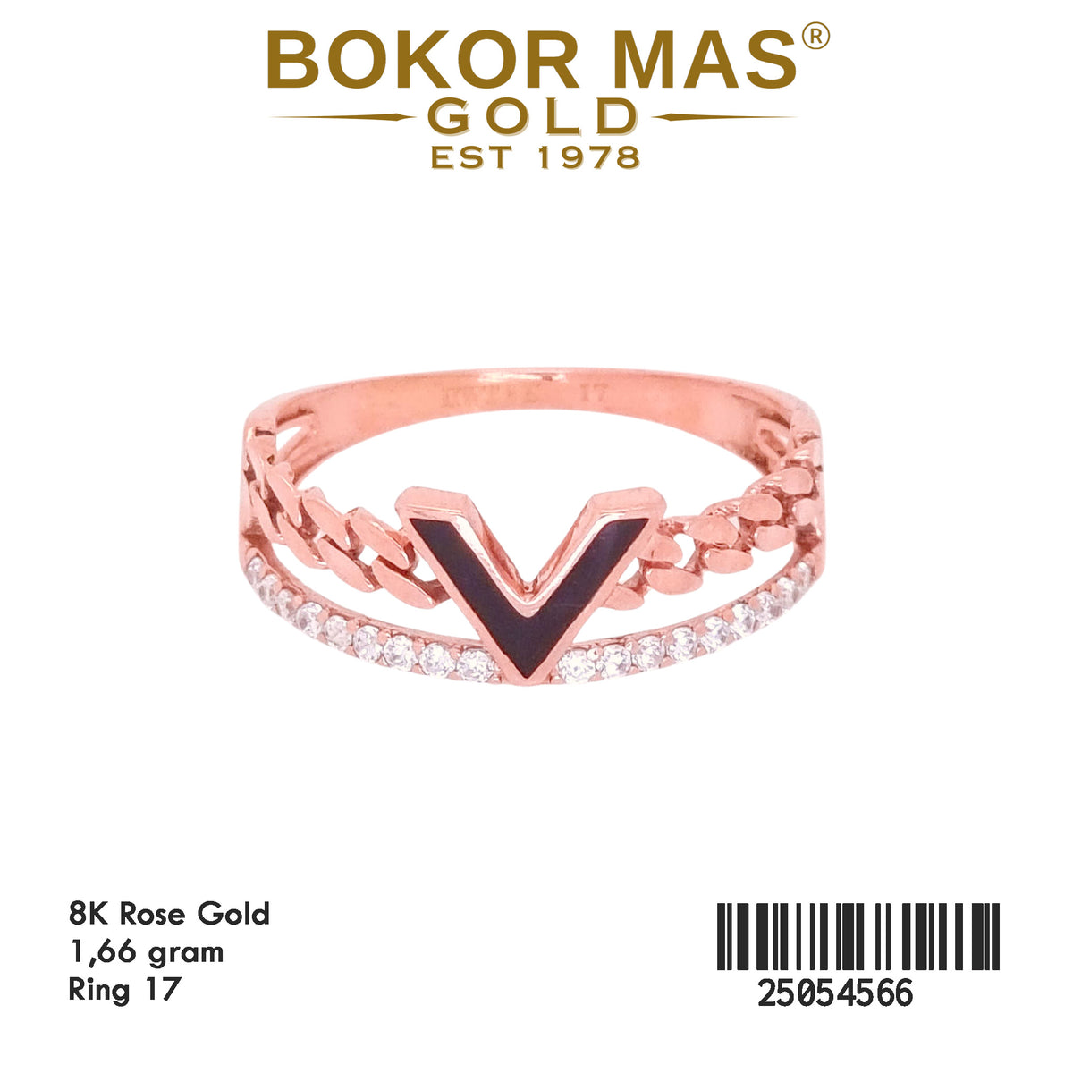 Cincin Variasi Permata Cat Hitam - 25054566 - 8K
