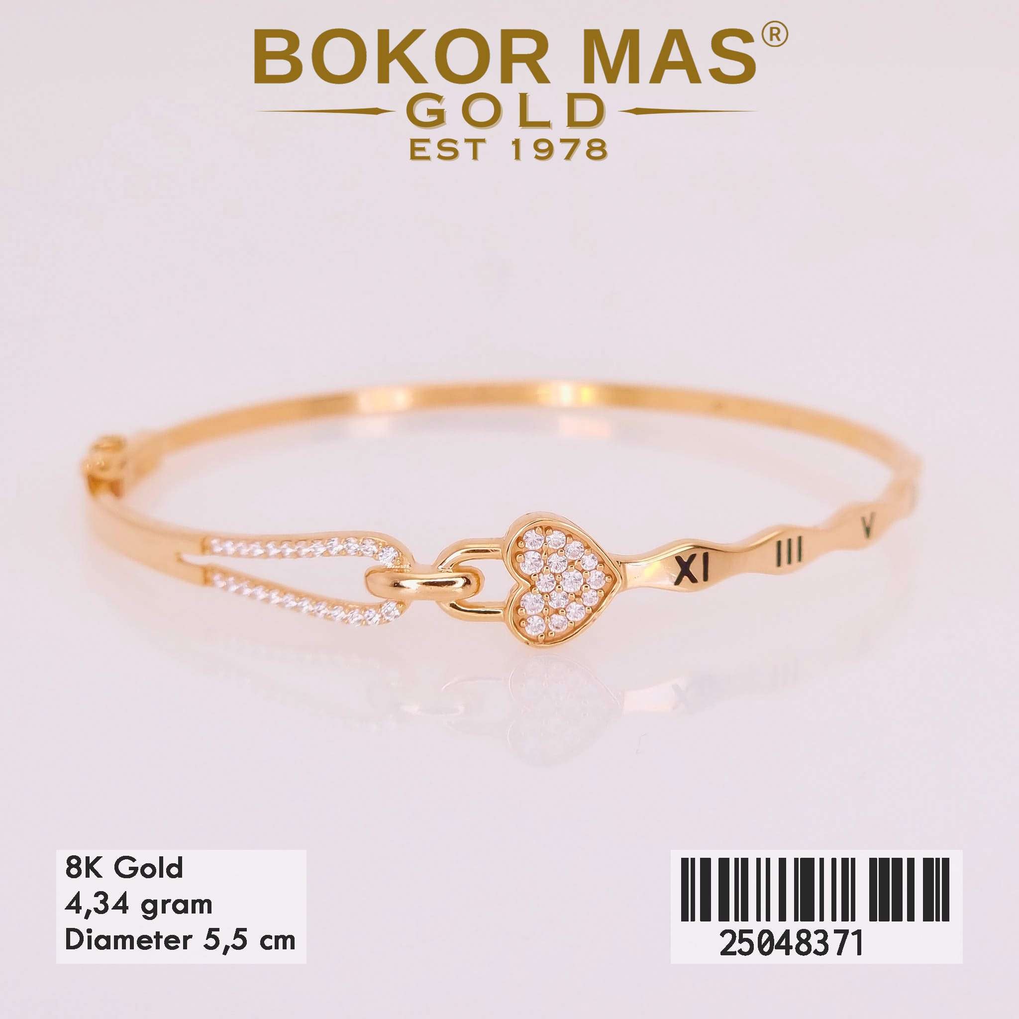 Gelang Kaku Variasi Hati Permata - 25048371 - 8K
