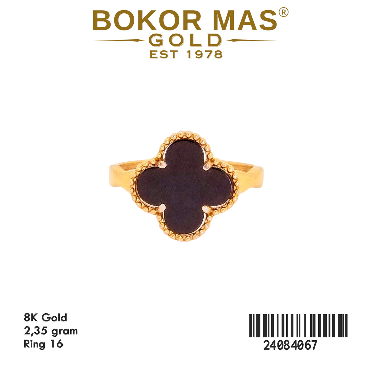 Cincin Variasi Clover Hitam - 24084067 - 8K