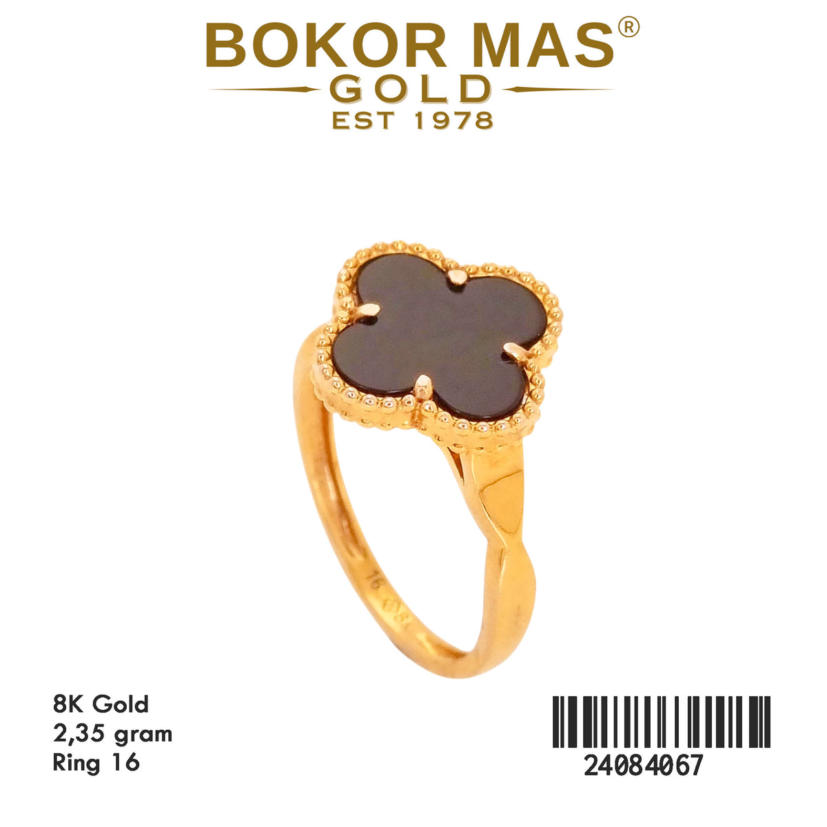 Cincin Variasi Clover Hitam - 24084067 - 8K