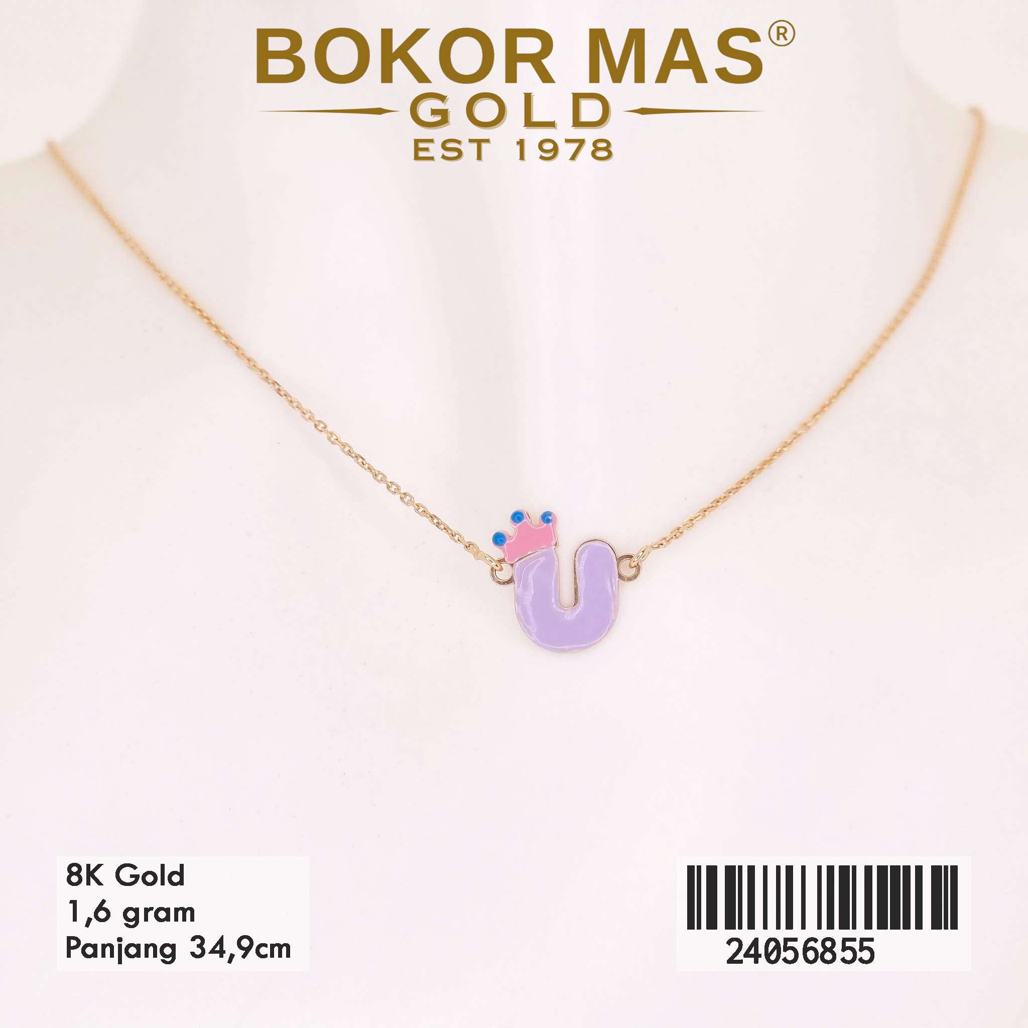 Kalung Anak Huruf U Variasi Tanpa Permata - 24056855 - 8K
