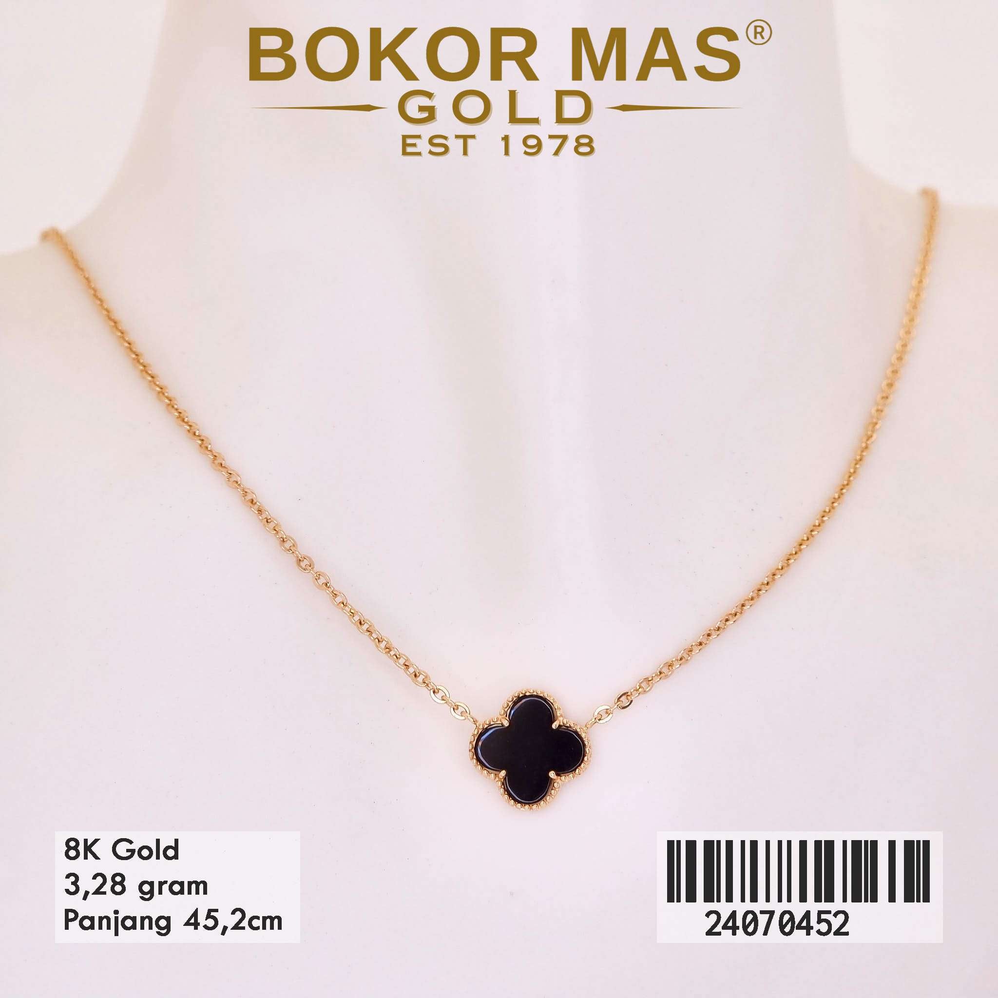Kalung Clover Hitam Variasi Tanpa Permata - 24070452 - 8K
