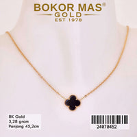 Kalung Emas  Clover Hitam Variasi Tanpa Permata - 24070452 - 8K
