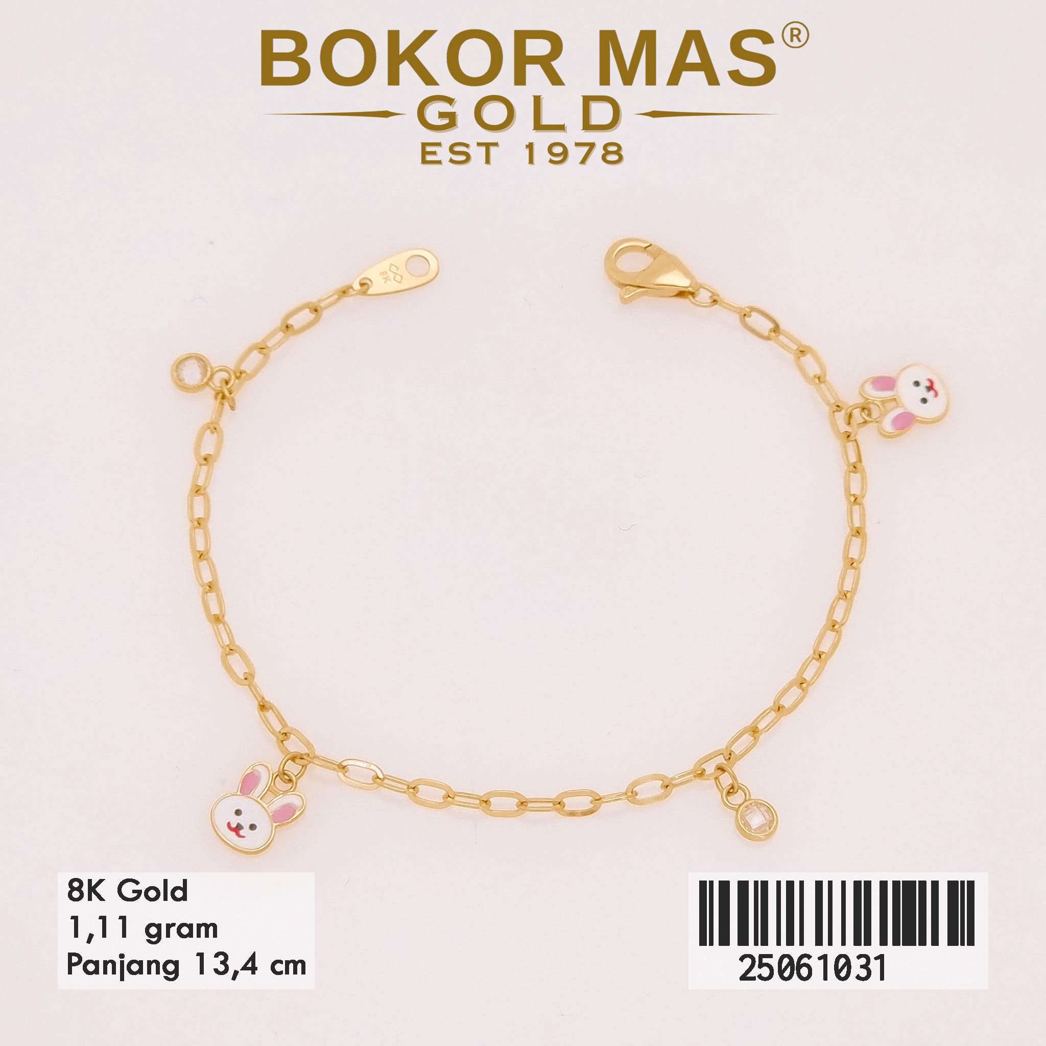 Gelang Emas Rantai Anak Variasi Boneka Kelinci - 25061031 - 8K