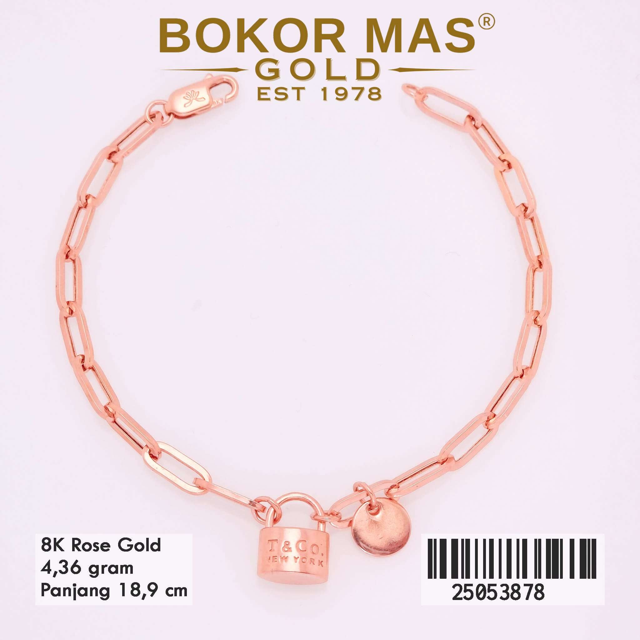 Gelang Emas Rantai Paperclip Variasi Gembok - 25053878 - 8K