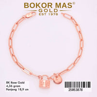 Gelang Emas Rantai Paperclip Variasi Gembok - 25053878 - 8K