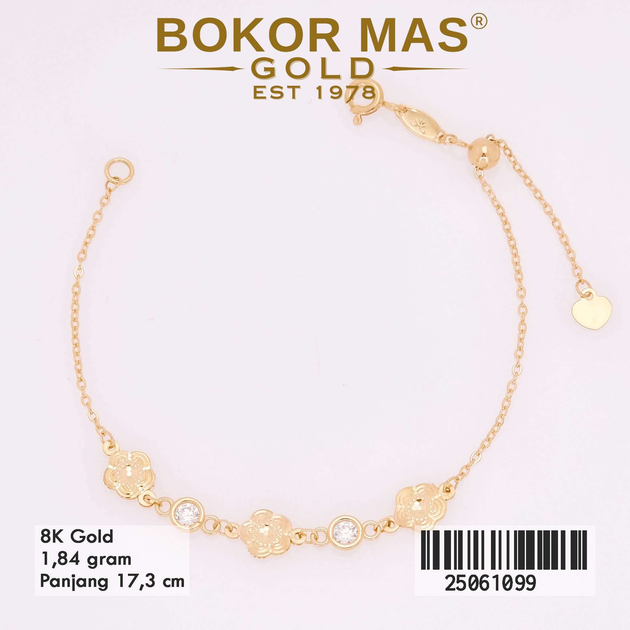 Gelang Emas Rantai Serut Variasi Permata - 25061099 - 8K