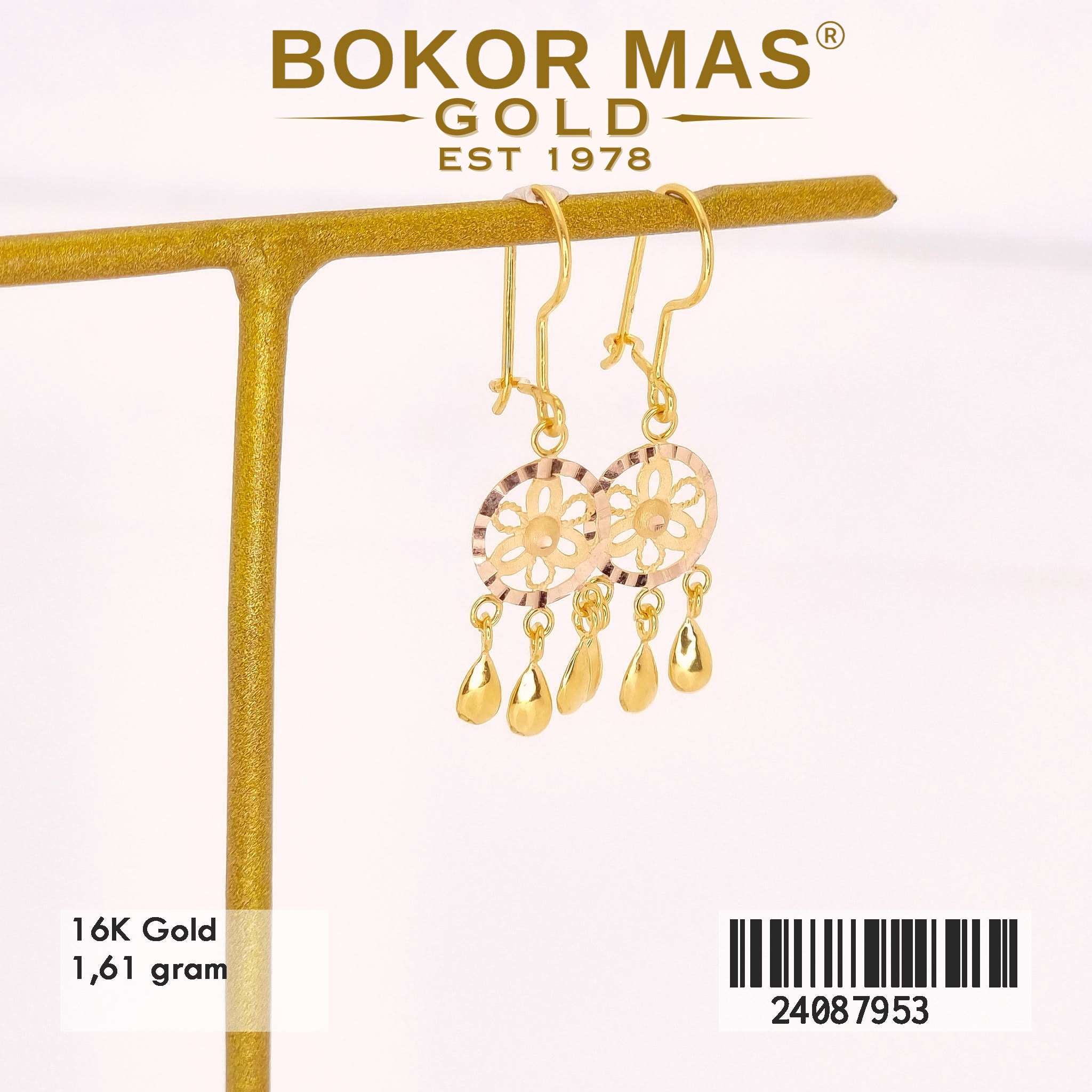 Anting Desi Gantung Variasi Bunga Tanpa Permata - 24087953 - 16K