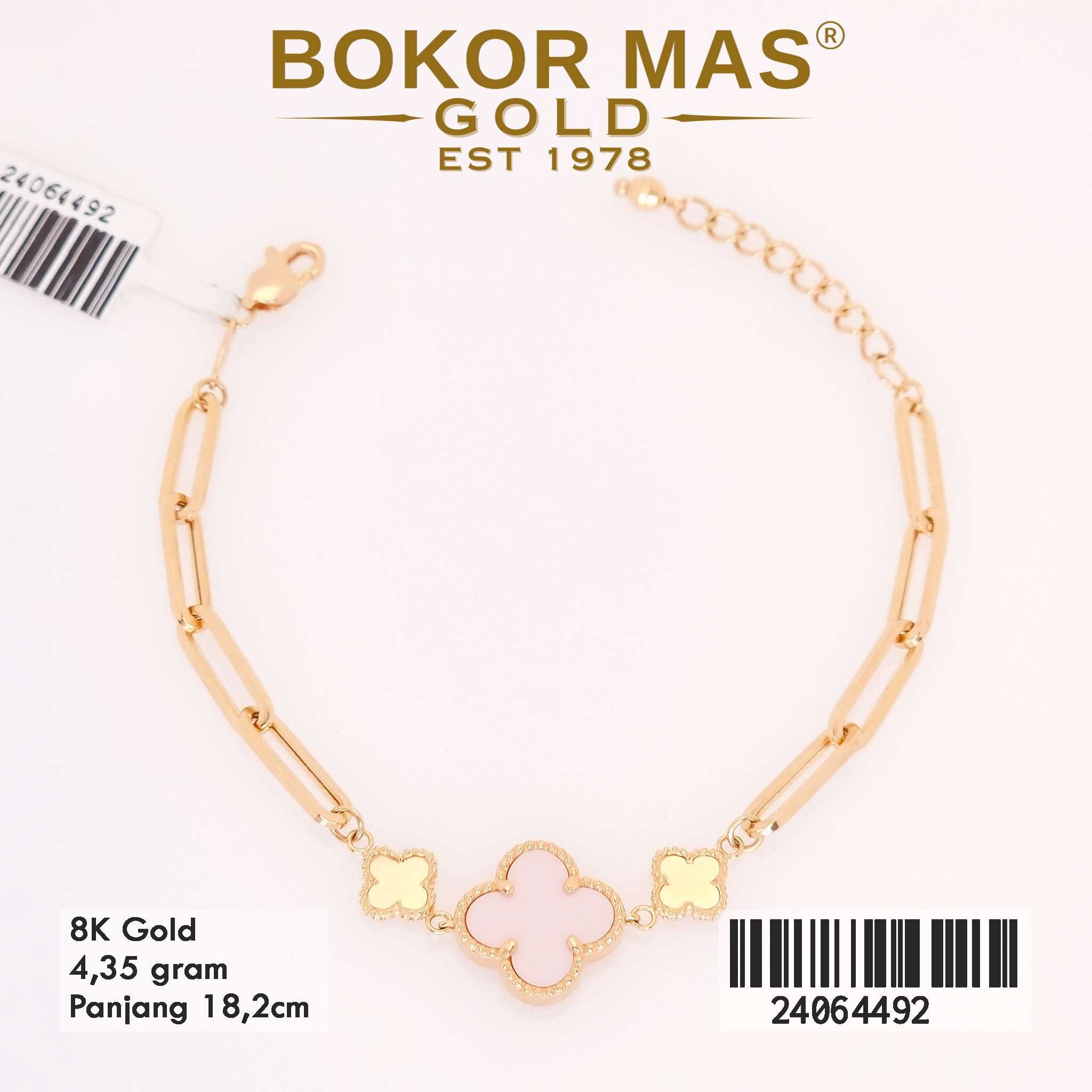 Gelang Rantai Variasi Clover Tanpa Permata - 24064492 - 8K