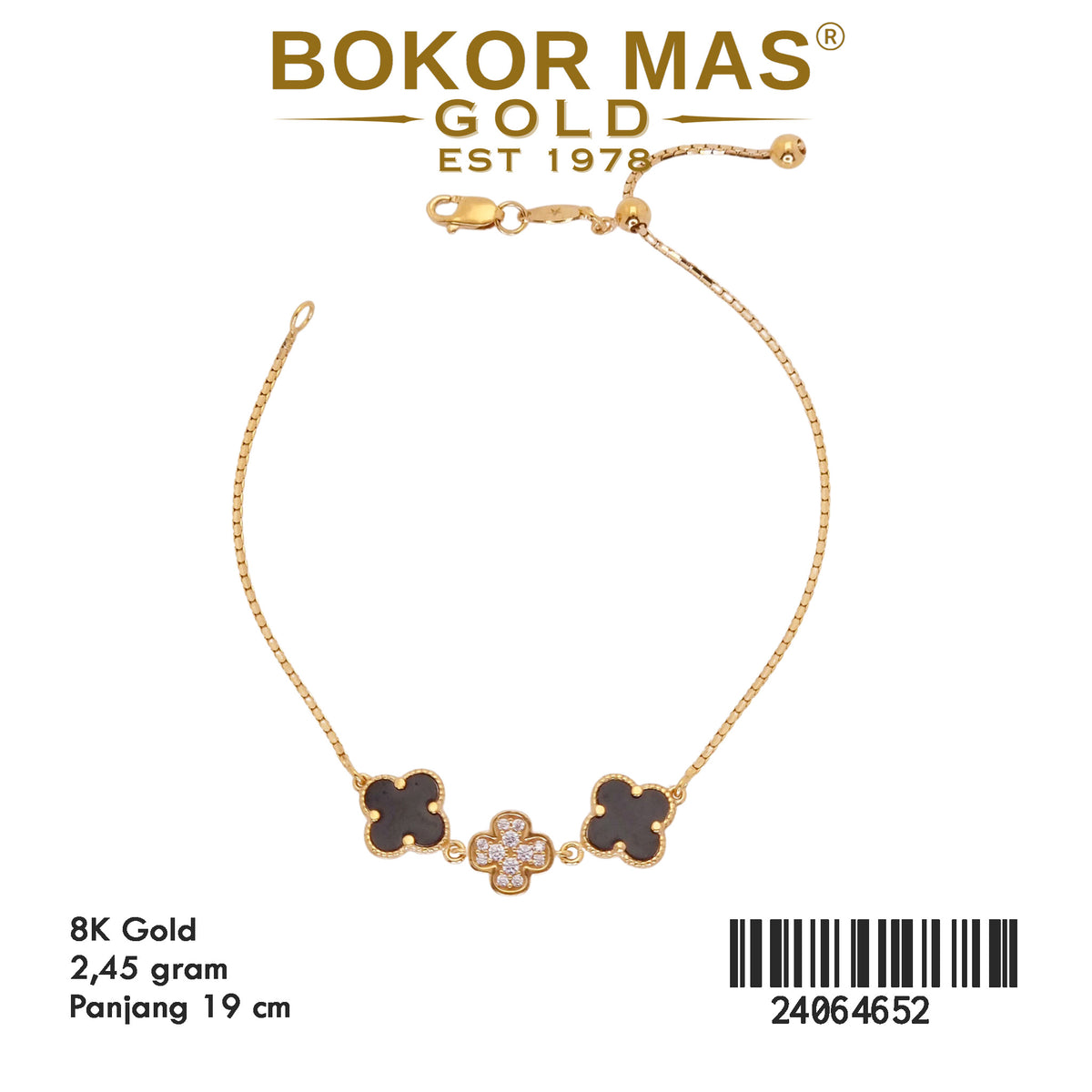 Gelang Rantai Serut Italy Bunga - 24064652 - 8K