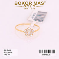 Cincin Emas Variasi Bunga Permata - 24076329 - 8K