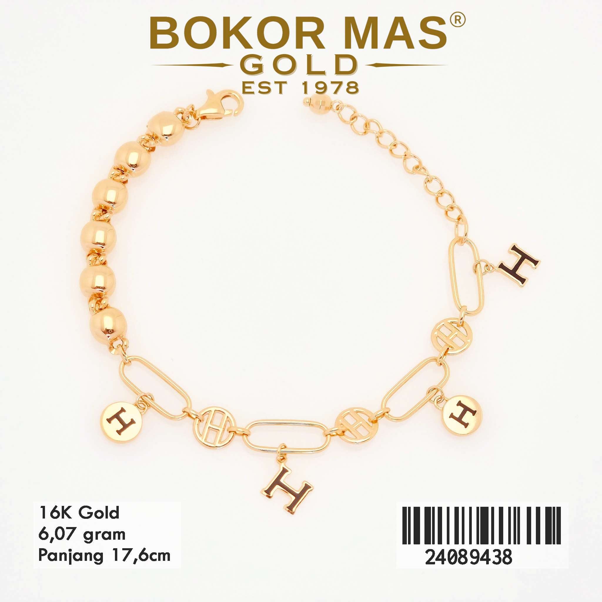 Gelang Rantai Variasi H List Hitam - 24089438 - 16K