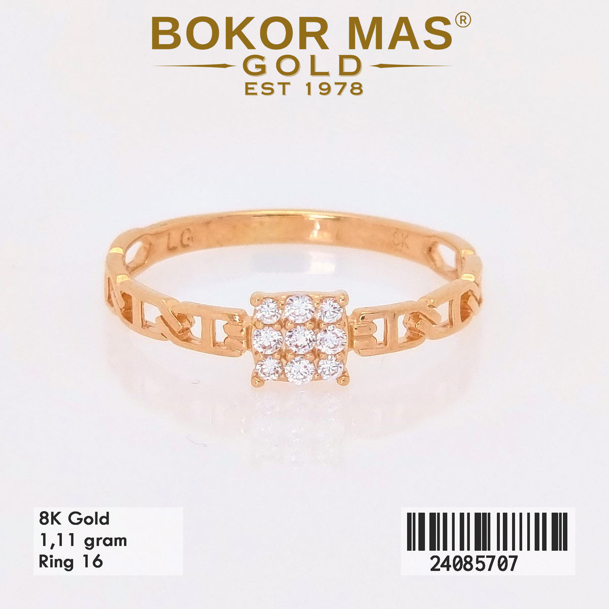 Cincin Emas  Variasi Sqr Stone - 24085707 - 8K