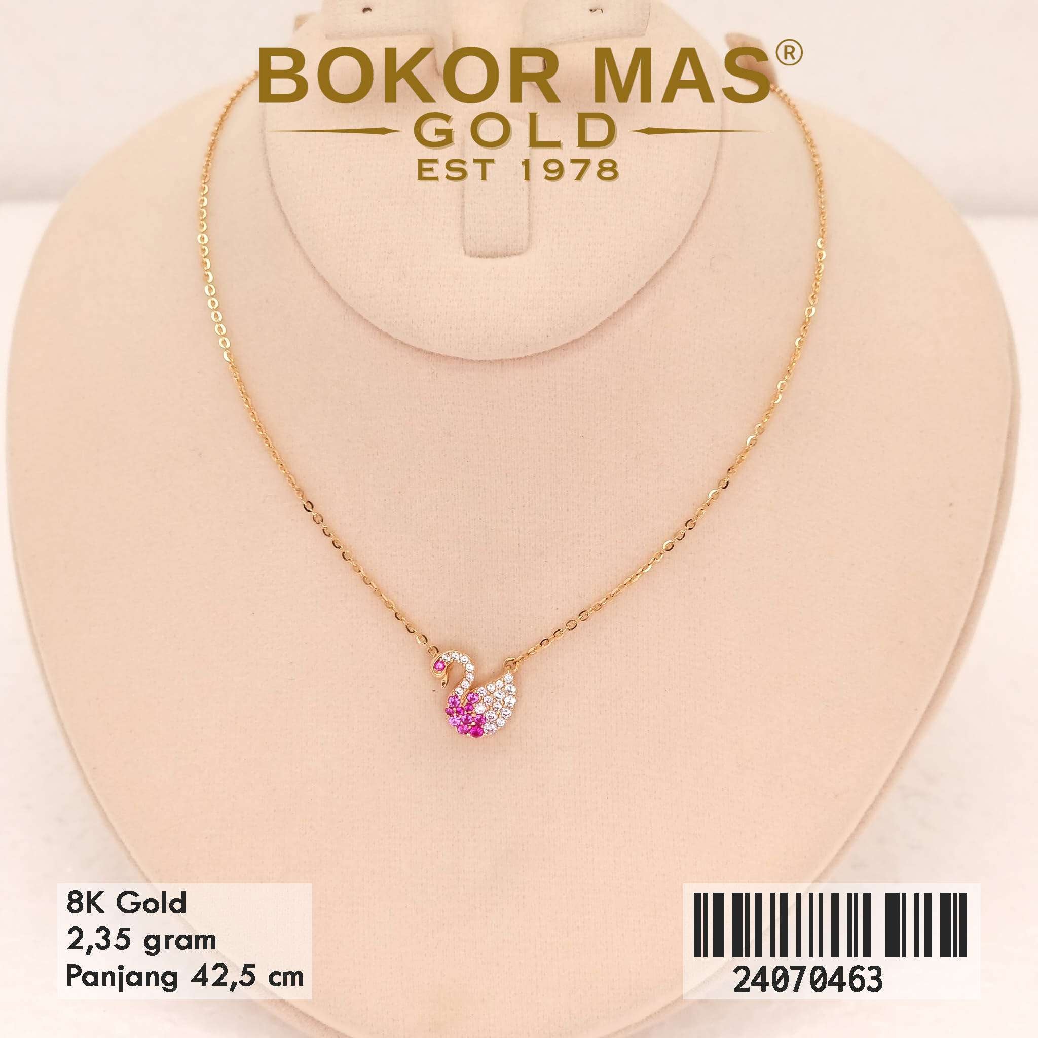 Kalung Siyem Variasi Swan Permata Putih Pink - 24070463 - 8K