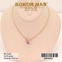 Kalung Emas Siyem Variasi Swan Permata Putih Pink - 24070463 - 8K