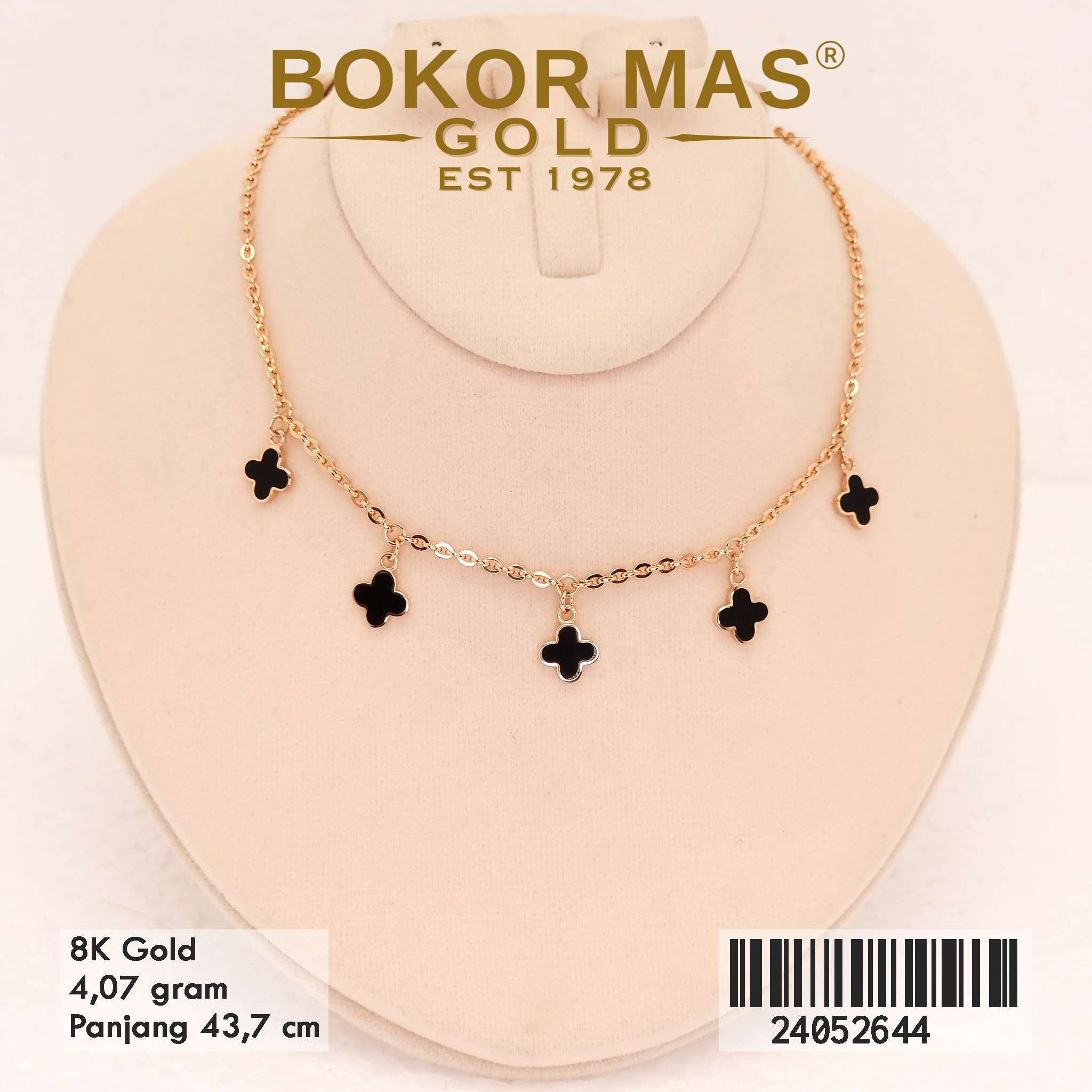 Kalung Holotifani Variasi Clover Hitam Juntai - 24052644 - 8K