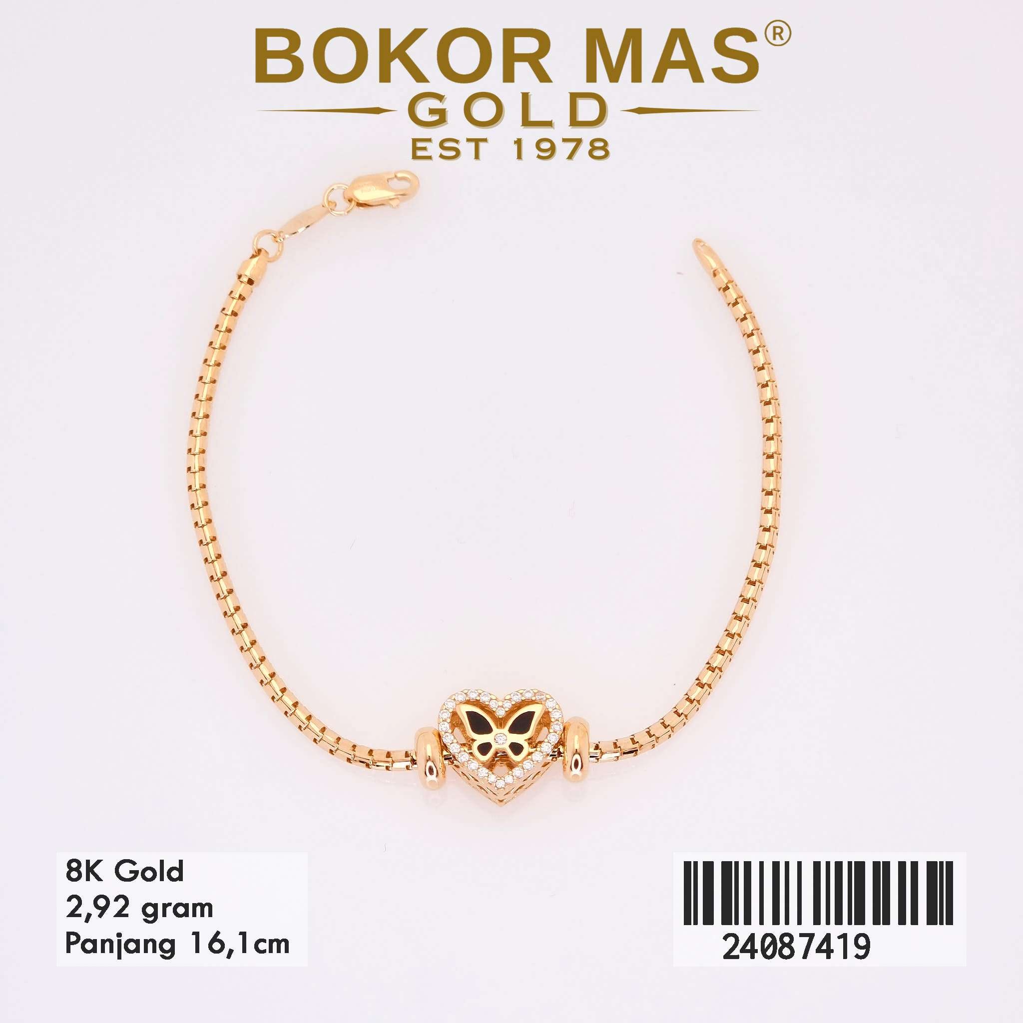 Gelang Rantai Variasi Heart Kupu - 20487419 - 8K