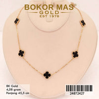 Kalung Emas Siyem Variasi Lima Clover Hitam - 24072427 - 8K