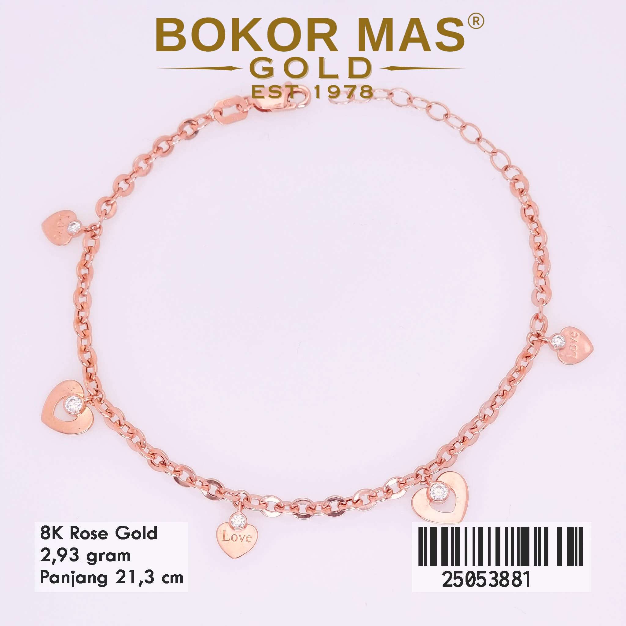 Gelang Emas Rantai Hollotifani Mainan Love Gantung - 25053881 - 8K