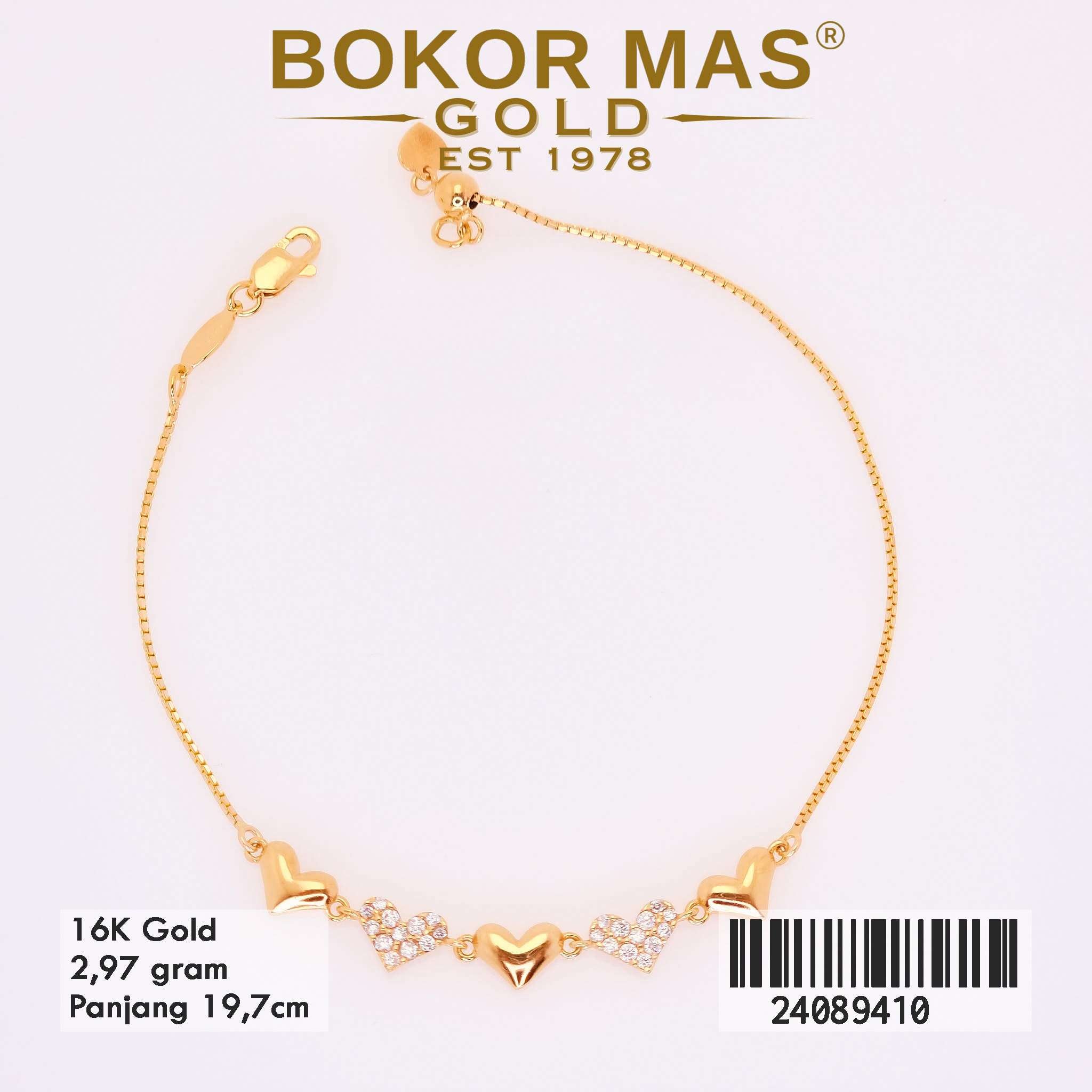 Gelang Rantai Variasi Serut Lima Hati - 24089410 - 16K