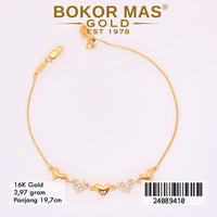 Gelang Emas Rantai Variasi Serut Lima Hati - 24089410 - 16K