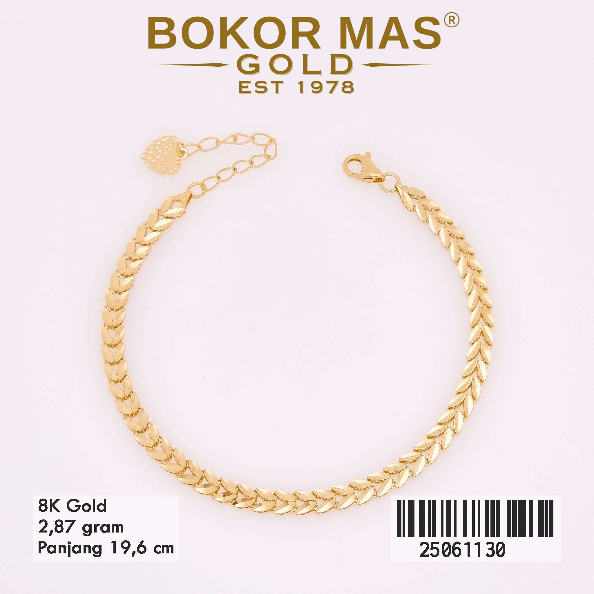 Gelang Emas Rantai Variasi Daun - 25061130 - 8K