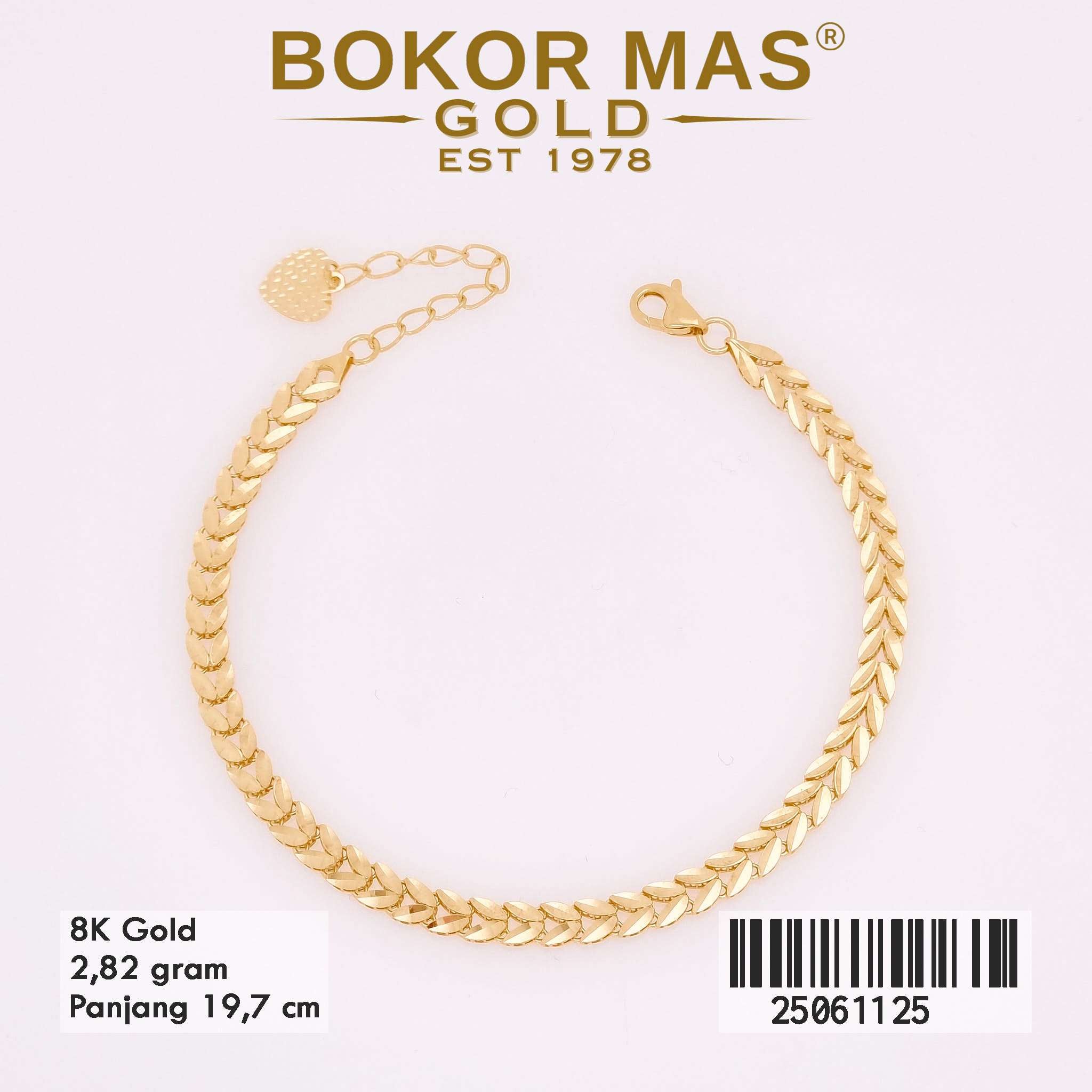 Gelang Emas Rantai Variasi Daun - 25061125 - 8K