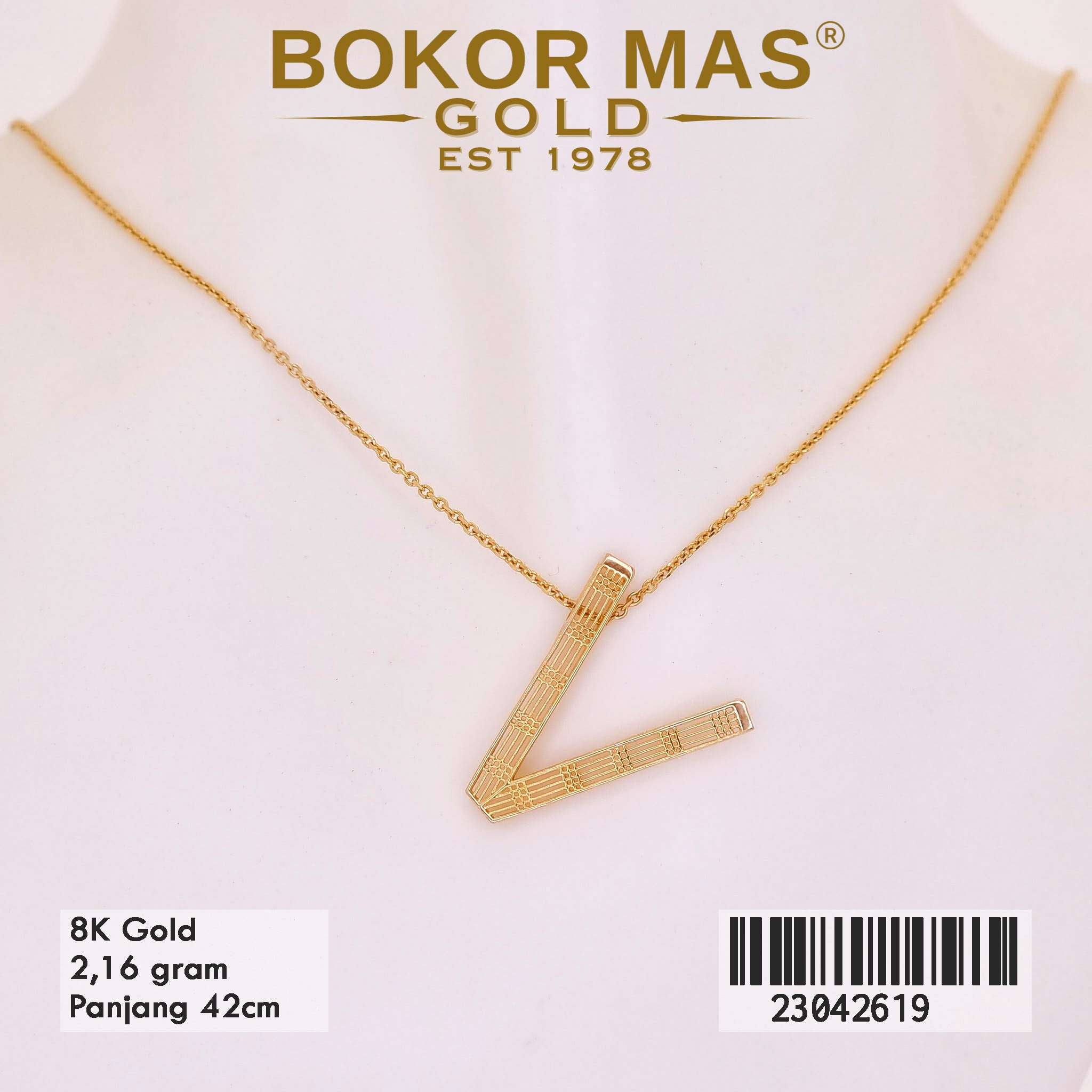Kalung Huruf V Variasi Tanpa Permata - 23042619 - 8K