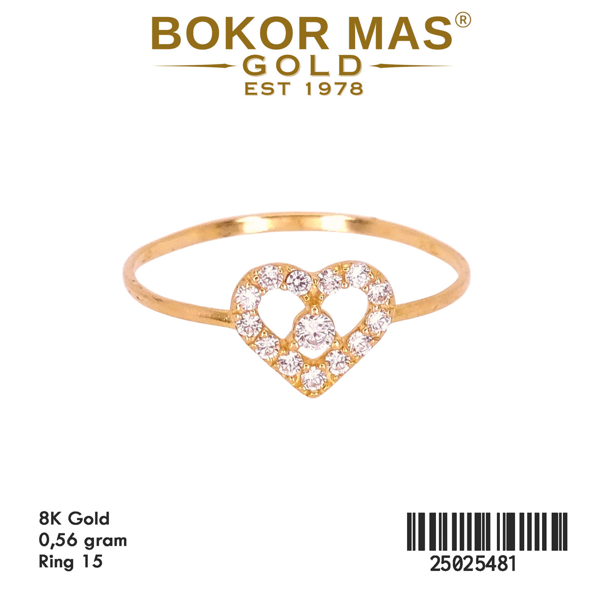 Cincin Model Hati Permata - 25025481 - 8K
