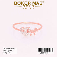 Cincin Emas Variasi Permata Hati Pita - 25054585 - 8K