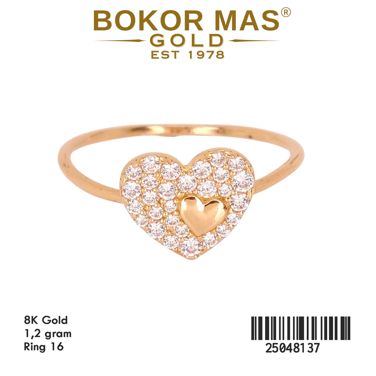 Cincin Emas Variasi Hati Permata - 25048137 - 8K