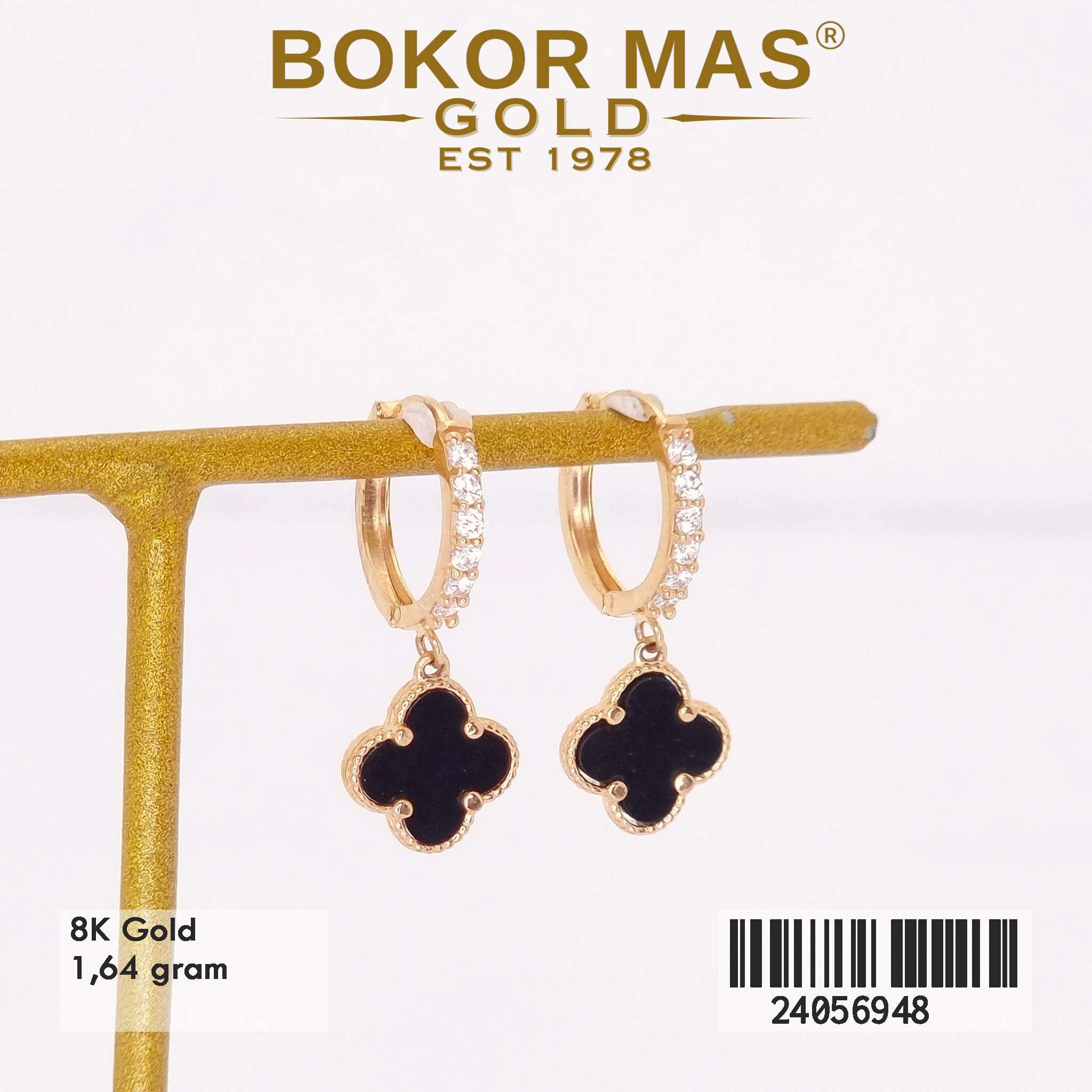 Anting Klip Clover Variasi Permata - 24056948 - 8K