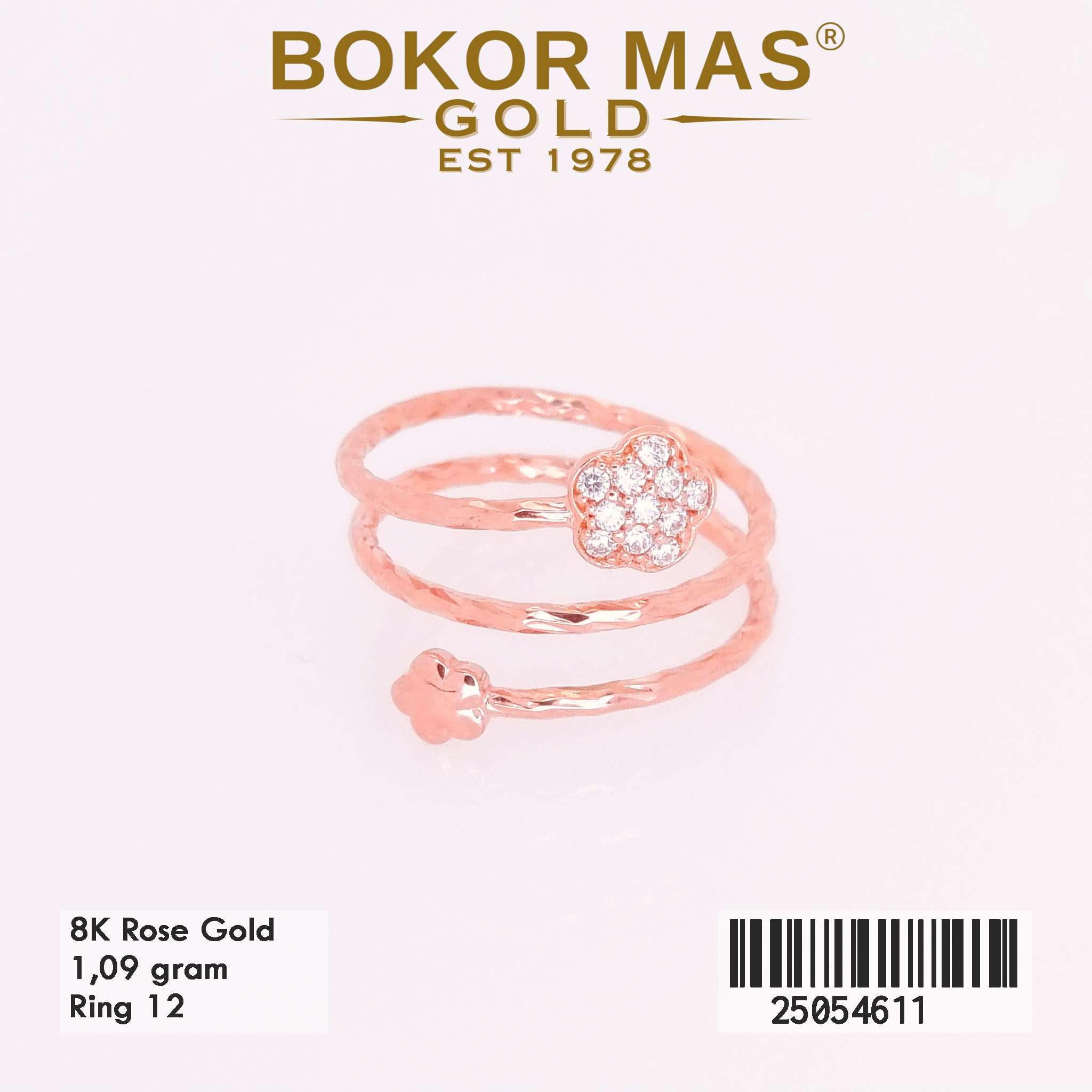 Cincin Emas Variasi Bunga Spiral - 25054611 - 8K