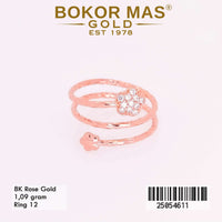 Cincin Emas Variasi Bunga Spiral - 25054611 - 8K