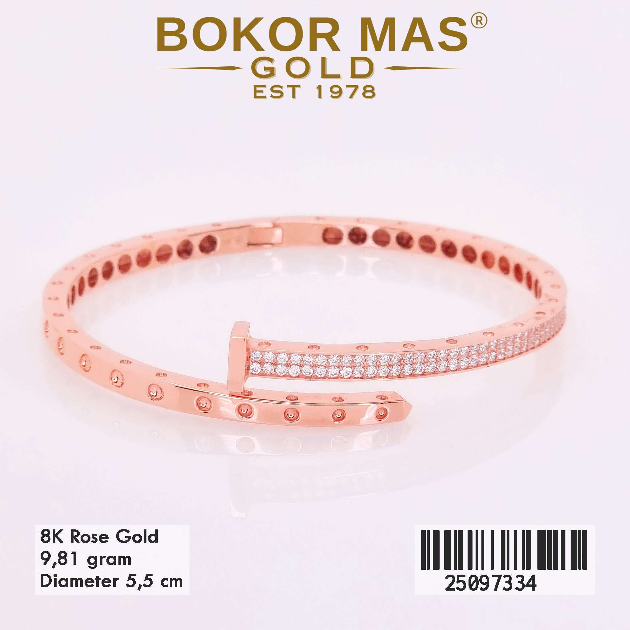 Foto Gelang Emas Asli Gelang Kaku Variasi 8K - Perhiasan Asli Bokormas Gold