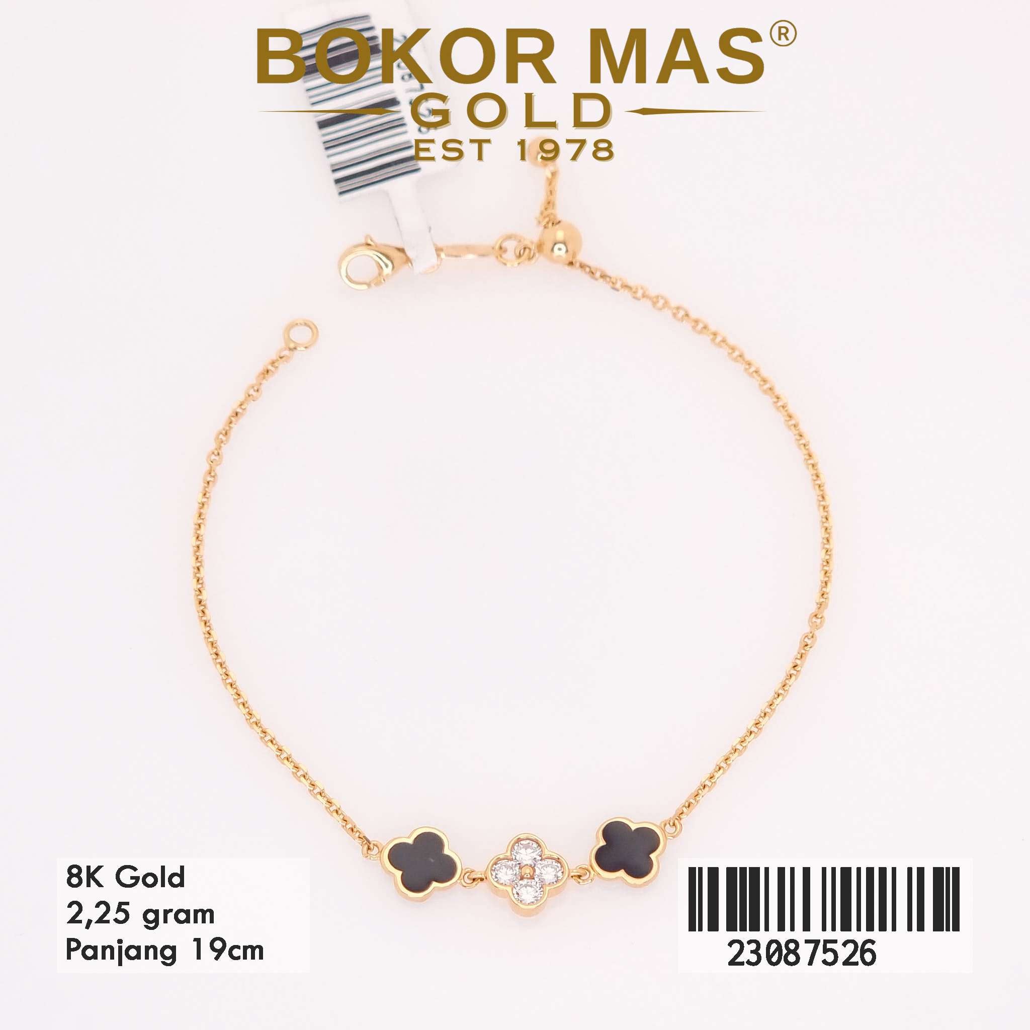 Gelang Rantai Clover Variasi Permata - 23087526 - 8K