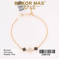 Gelang Emas Rantai Clover Variasi Permata - 23087526 - 8K