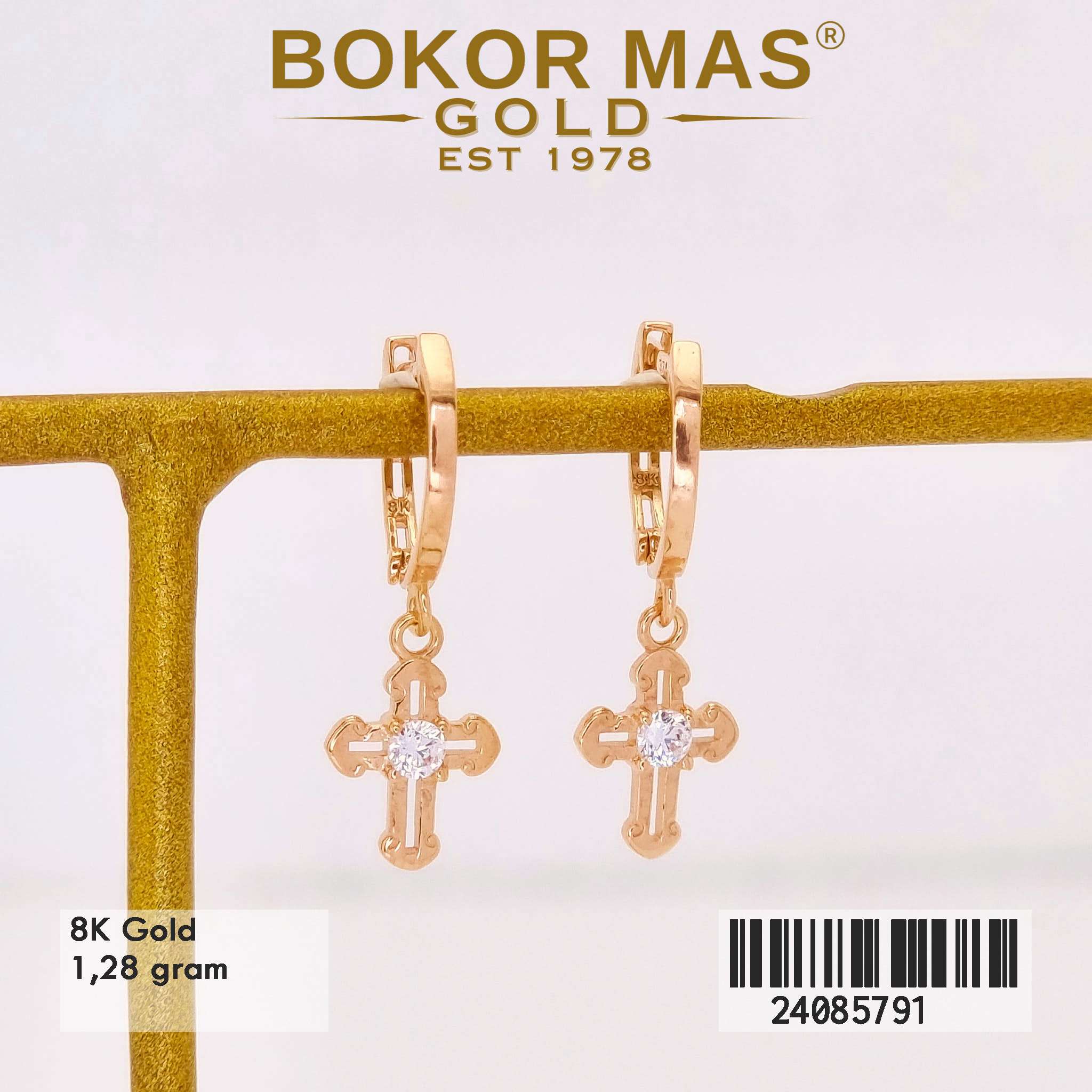 Anting Klip Variasi Salib - 24085791 - 8K