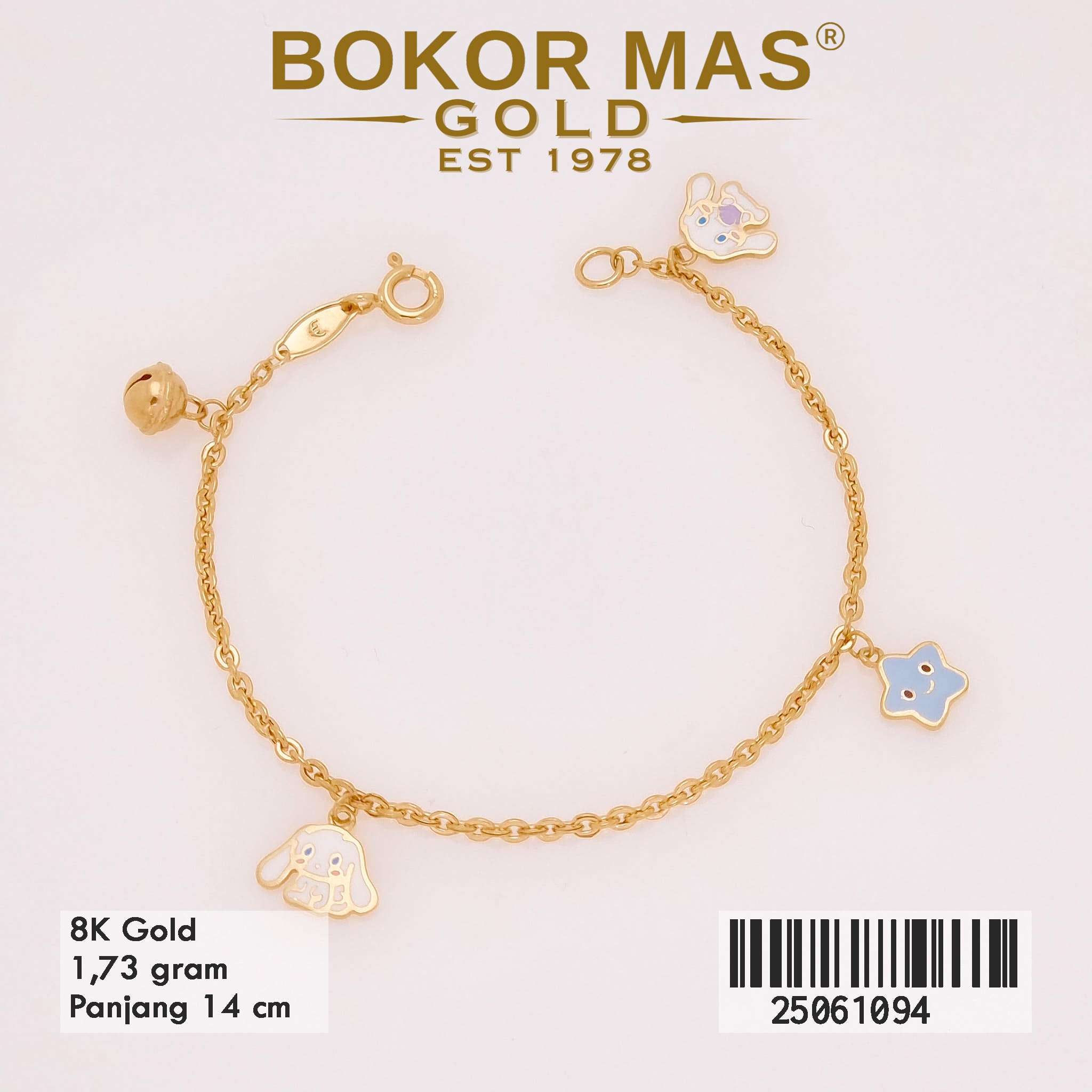 Gelang Emas Rantai Anak Variasi Boneka Cinamoroll - 25061094 - 8K