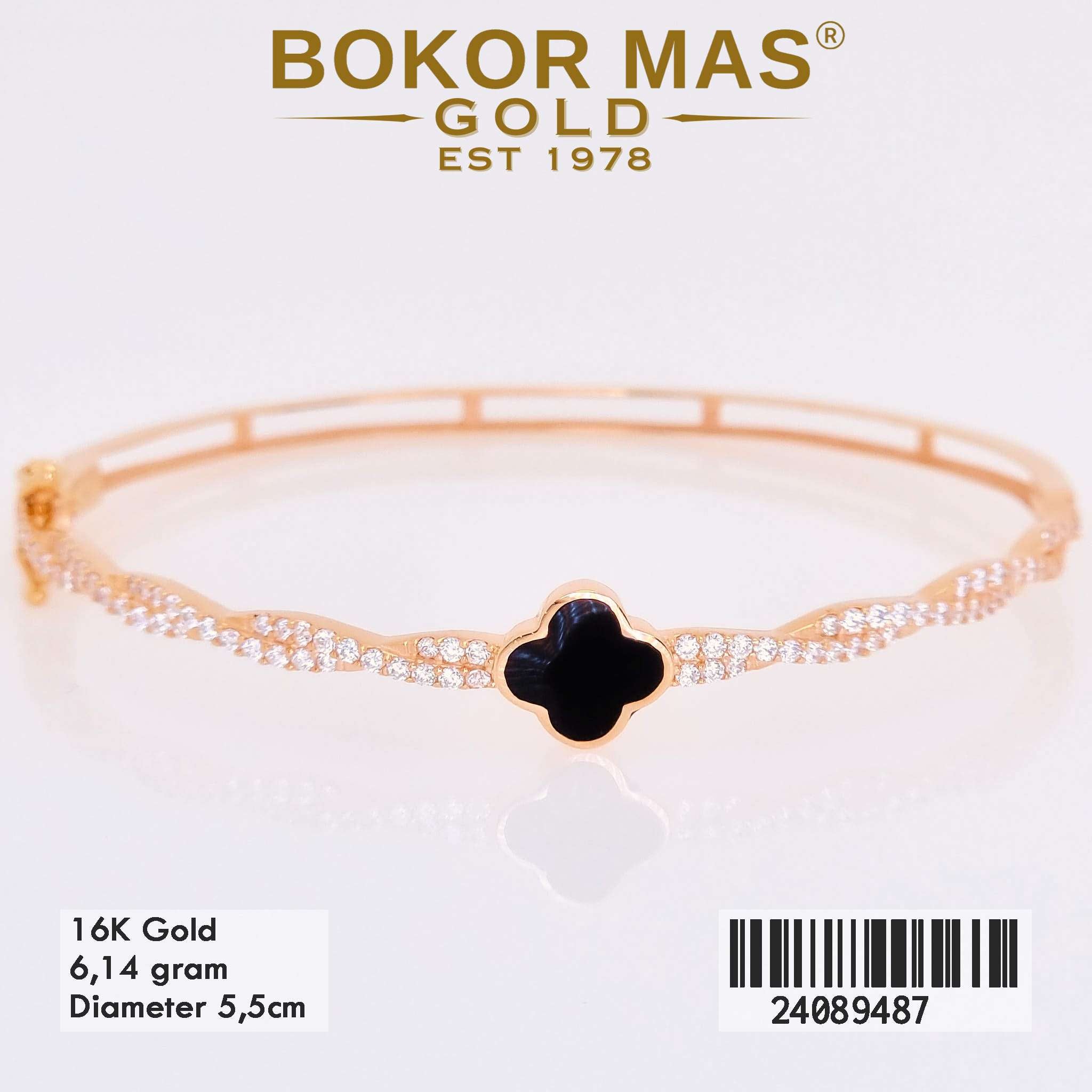 Gelang Kaku Variasi Clover Hitam - 24089487 - 16K