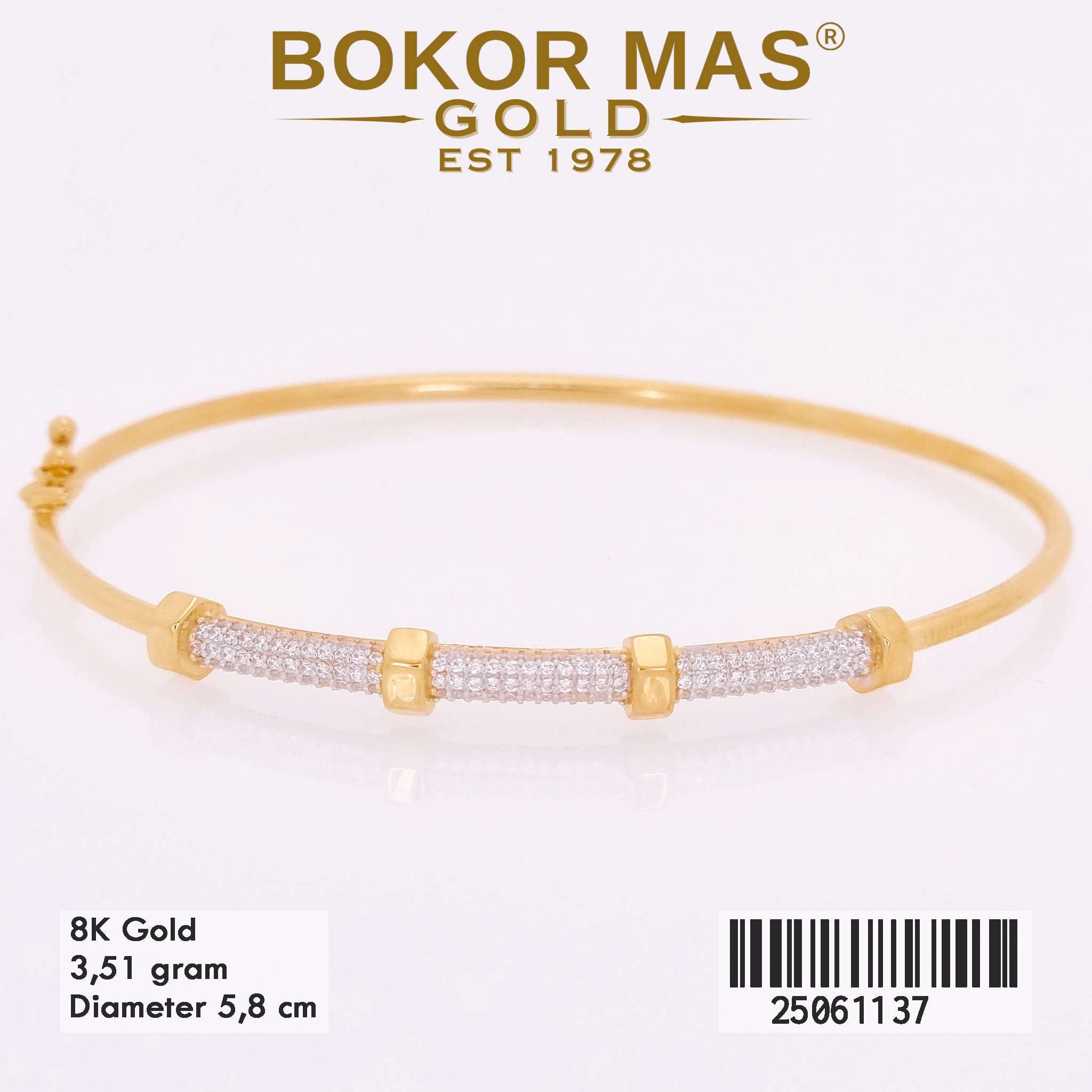 Gelang Emas Kaku Variasi Permata - 25061137 - 8K