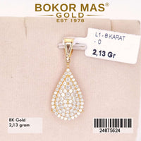 Liontin Emas Tetes Air Variasi Permata Putih - 24075624 - 8K