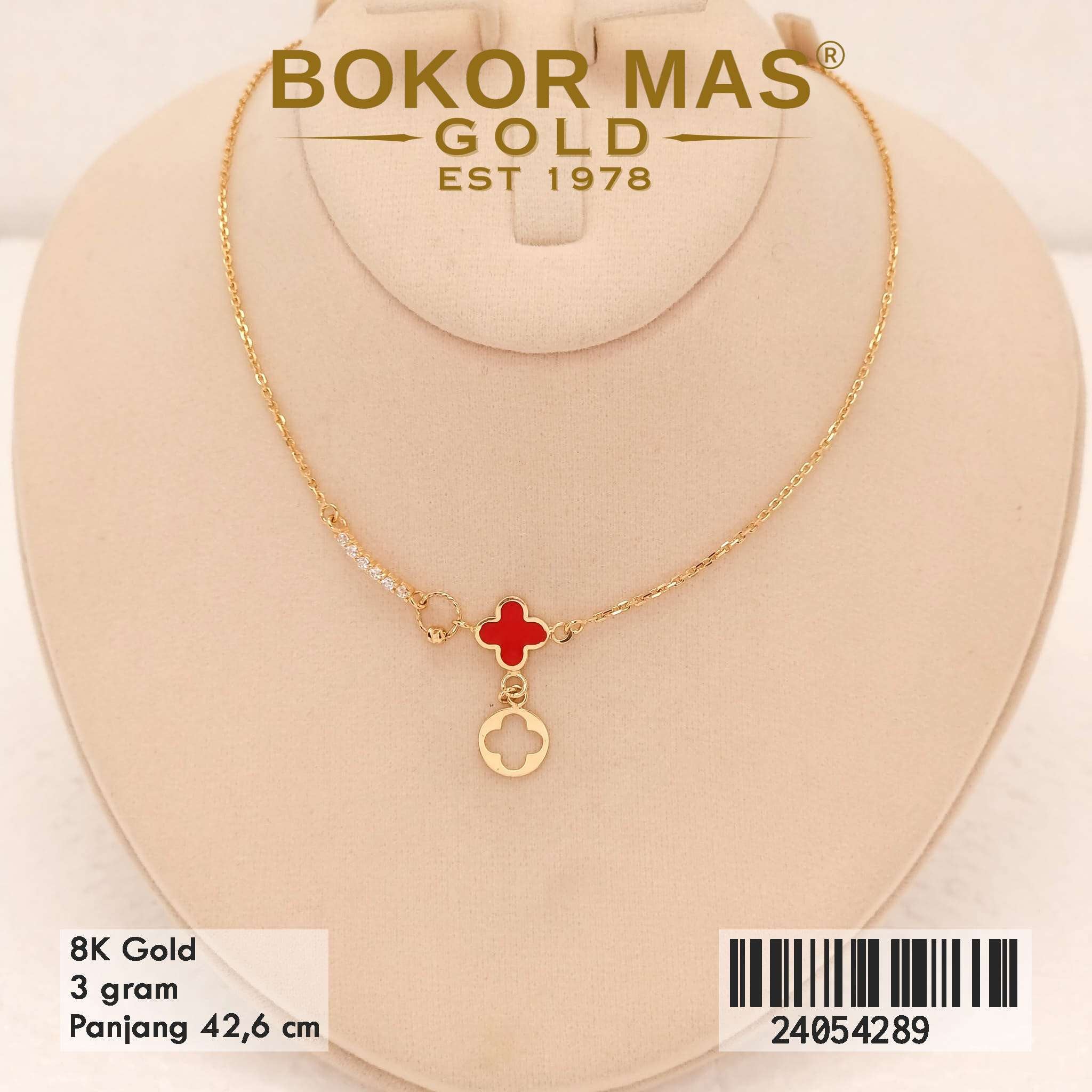 Kalung Siyem Variasi Clover Merah Permata - 24054289 - 8K