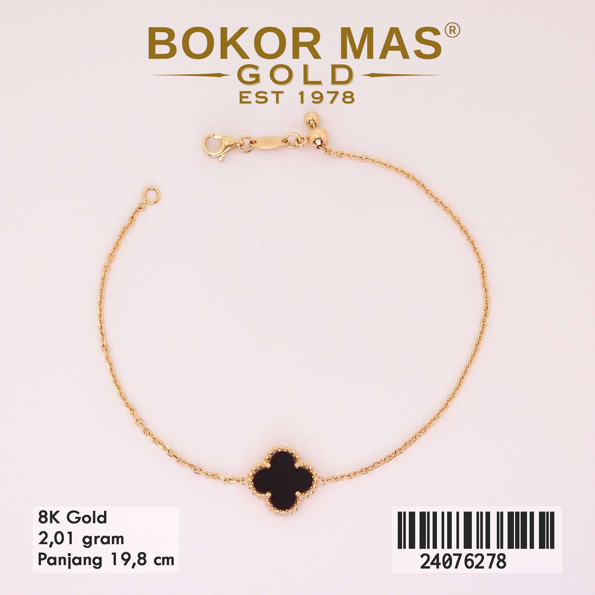 Gelang Tangan Rantai Siyem Variasi Clover Hitam - 24076278 - 8K