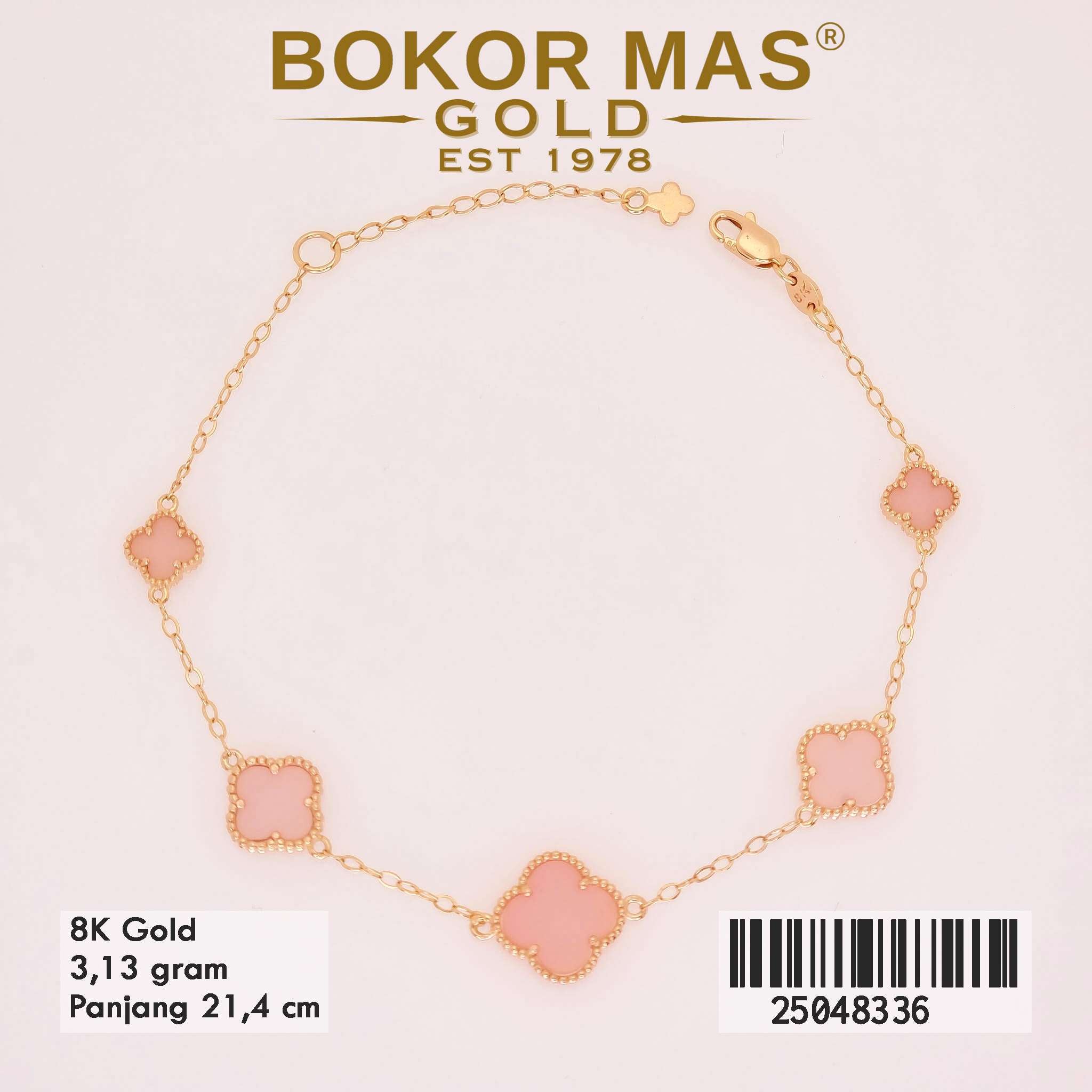 Gelang Rantai Clover Pink - 25048336 - 8K