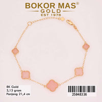 Gelang Emas Rantai Clover Pink - 25048336 - 8K