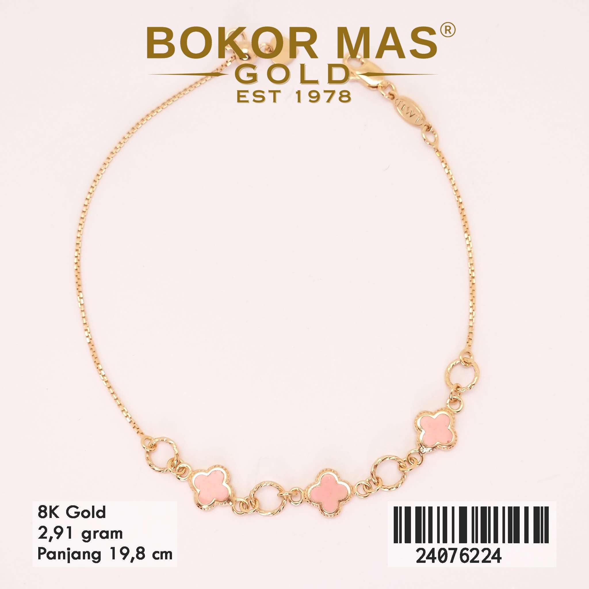 Gelang Tangan Rantai Variasi Clover Pink - 24076224 - 8K